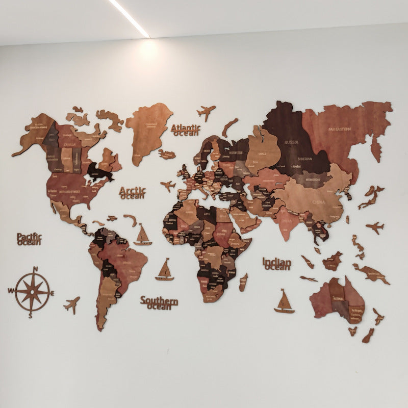 3D World Map Wall Art