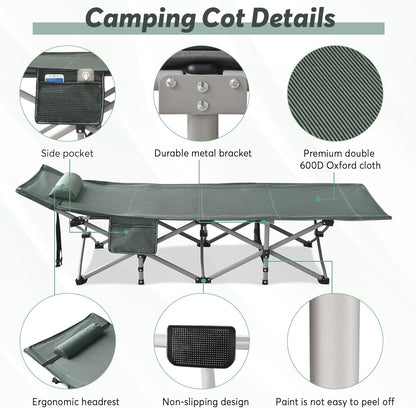 CampEase™ - Folding Camping Cot With Mattress