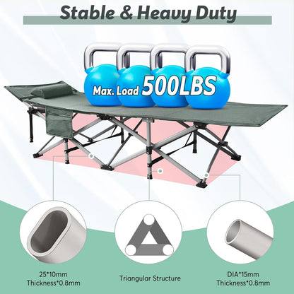 CampEase™ - Folding Camping Cot With Mattress